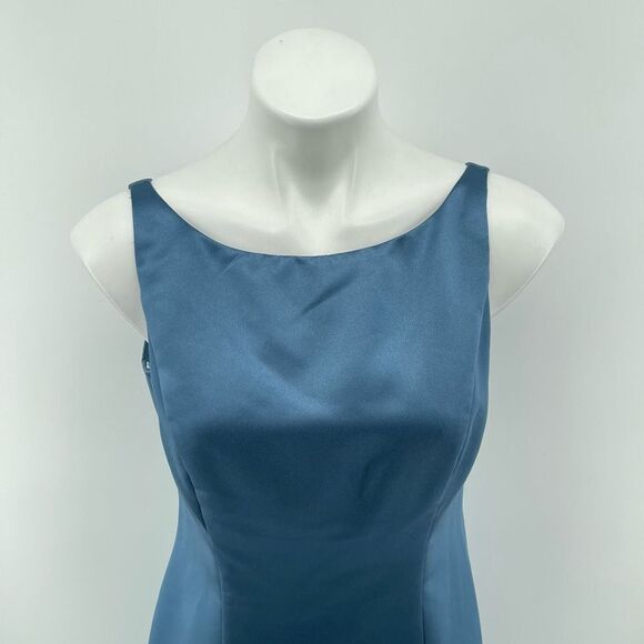David’s Bridal Women’s Blue Squareneck Sleeveless Fit & Flare Cocktail Dress 8 - Picture 3 of 14